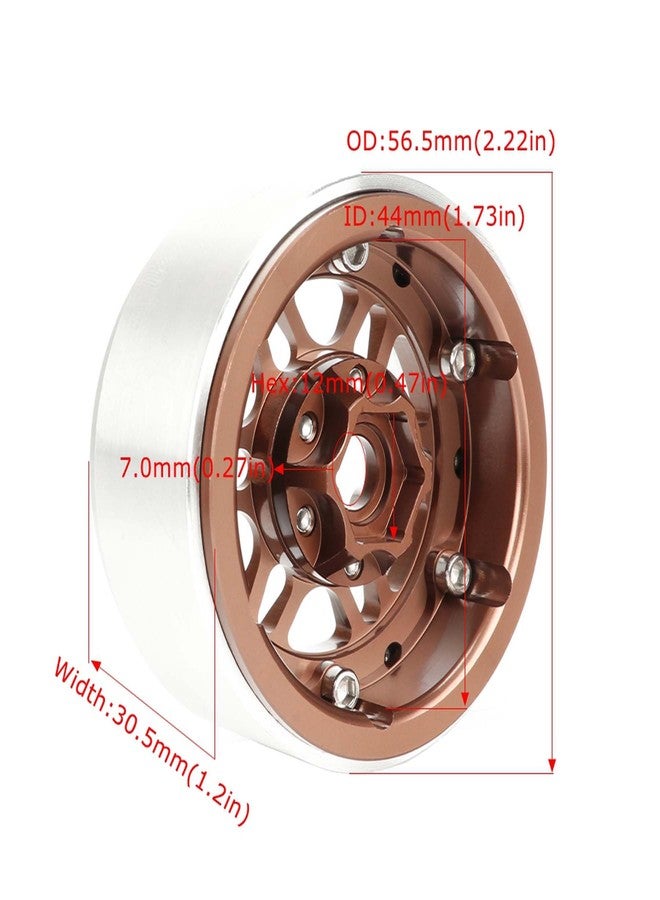 LAFEINA 1.9 inch Beadlock Wheel Rim Negative Offset -10mm Metal Wheels for SCX10 Pro TRX4 VS4-10 Gen8 TRX6 1/10 RC Crawler Car (Bronze) - Image 2